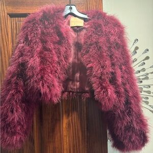 Bubishluxe 100% ostrich fur cropped jacket
